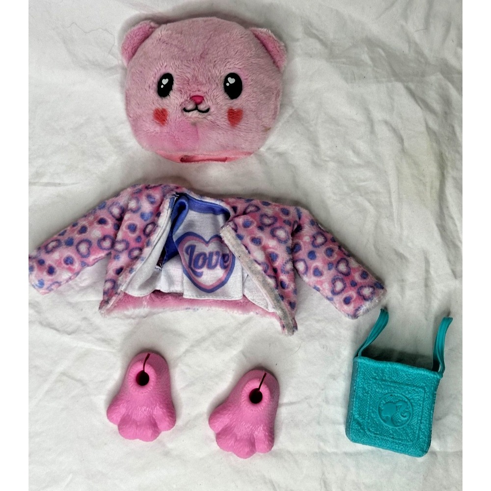 Barbie Cutie reveal Teddy Bear Costume Pink Plush Head Love jacket Slippers